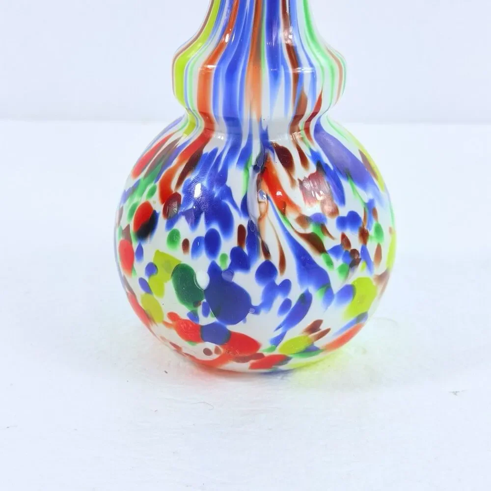 Vintage MURANO Spatter Glass Tall Solifleur Stem Vase Confetti Blown Glass MCM